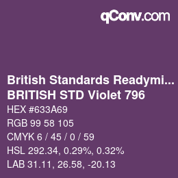 Código de color: British Standards Readymixed - BRITISH STD Violet 796 | qconv.com