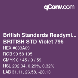 Code couleur: British Standards Readymixed - BRITISH STD Violet 796 | qconv.com