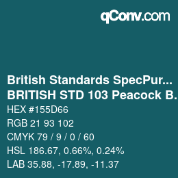 Farbcode: British Standards SpecPurposes - BRITISH STD 103 Peacock Blue | qconv.com