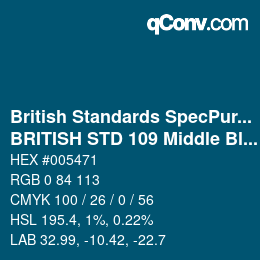 カラーコード: British Standards SpecPurposes - BRITISH STD 109 Middle Blue | qconv.com