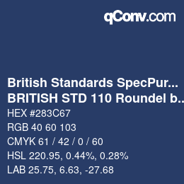 Farbcode: British Standards SpecPurposes - BRITISH STD 110 Roundel blue | qconv.com