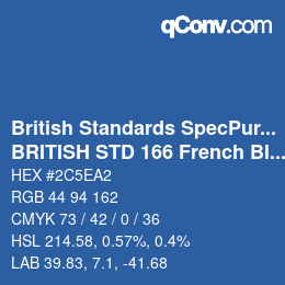 Color code: British Standards SpecPurposes - BRITISH STD 166 French Blue | qconv.com