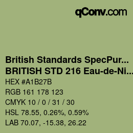 Código de color: British Standards SpecPurposes - BRITISH STD 216 Eau-de-Nil | qconv.com