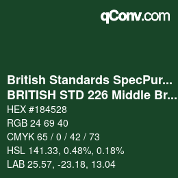 Farbcode: British Standards SpecPurposes - BRITISH STD 226 Middle Brunswick Green | qconv.com