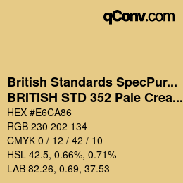 カラーコード: British Standards SpecPurposes - BRITISH STD 352 Pale Cream | qconv.com