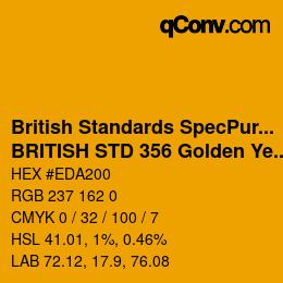 カラーコード: British Standards SpecPurposes - BRITISH STD 356 Golden Yellow | qconv.com