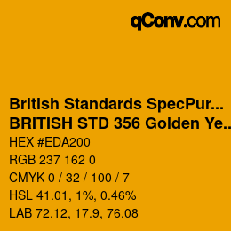 カラーコード: British Standards SpecPurposes - BRITISH STD 356 Golden Yellow | qconv.com