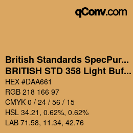 Code couleur: British Standards SpecPurposes - BRITISH STD 358 Light Buff | qconv.com