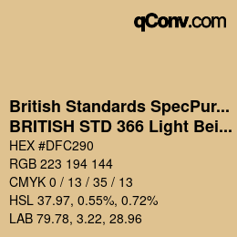 カラーコード: British Standards SpecPurposes - BRITISH STD 366 Light Beige | qconv.com