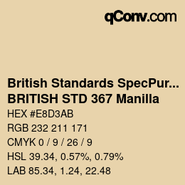 カラーコード: British Standards SpecPurposes - BRITISH STD 367 Manilla | qconv.com