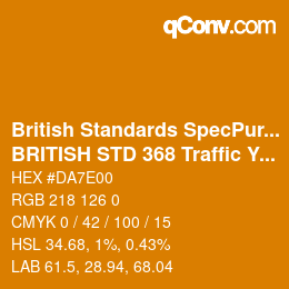 Farbcode: British Standards SpecPurposes - BRITISH STD 368 Traffic Yellow | qconv.com