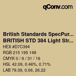 Code couleur: British Standards SpecPurposes - BRITISH STD 384 Light Straw | qconv.com