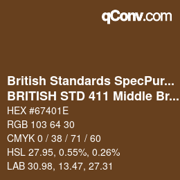 カラーコード: British Standards SpecPurposes - BRITISH STD 411 Middle Brown | qconv.com