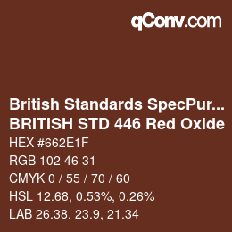 カラーコード: British Standards SpecPurposes - BRITISH STD 446 Red Oxide | qconv.com