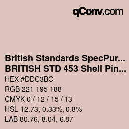 カラーコード: British Standards SpecPurposes - BRITISH STD 453 Shell Pink | qconv.com