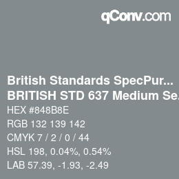 カラーコード: British Standards SpecPurposes - BRITISH STD 637 Medium Sea Grey | qconv.com