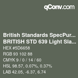 カラーコード: British Standards SpecPurposes - BRITISH STD 639 Light Slate Grey | qconv.com