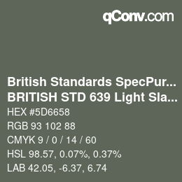 Código de color: British Standards SpecPurposes - BRITISH STD 639 Light Slate Grey | qconv.com