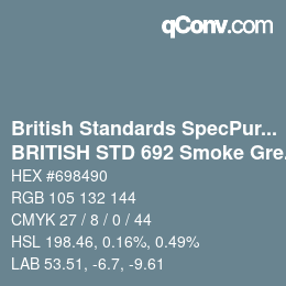 Farbcode: British Standards SpecPurposes - BRITISH STD 692 Smoke Grey | qconv.com