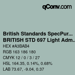 Farbcode: British Standards SpecPurposes - BRITISH STD 697 Light Admiralty Grey | qconv.com