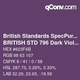 カラーコード: British Standards SpecPurposes - BRITISH STD 796 Dark Violet | qconv.com