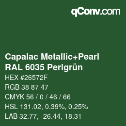 Farbcode: Capalac Metallic+Pearl - RAL 6035 Perlgrün | qconv.com