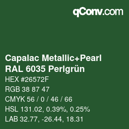 Código de color: Capalac Metallic+Pearl - RAL 6035 Perlgrün | qconv.com