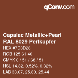 Código de color: Capalac Metallic+Pearl - RAL 8029 Perlkupfer | qconv.com