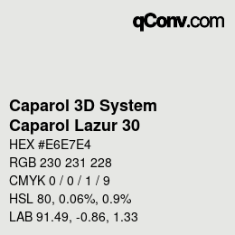 颜色代码: Caparol 3D System - Caparol Lazur 30 | qconv.com