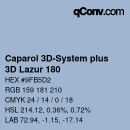 Code couleur: Caparol 3D-System plus - 3D Lazur 180 | qconv.com