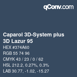 Code couleur: Caparol 3D-System plus - 3D Lazur 95 | qconv.com