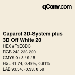 カラーコード: Caparol 3D-System plus - 3D Off White 20 | qconv.com