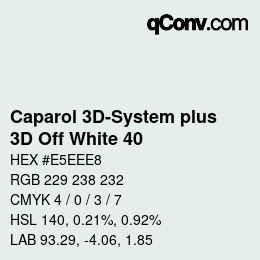 Code couleur: Caparol 3D-System plus - 3D Off White 40 | qconv.com