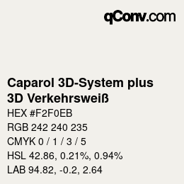 Farbcode: Caparol 3D-System plus - 3D Verkehrsweiß | qconv.com