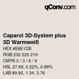 Code couleur: Caparol 3D-System plus - 3D Warmweiß | qconv.com