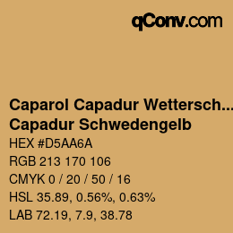 カラーコード: Caparol Capadur Wetterschutzfarben - Capadur Schwedengelb | qconv.com