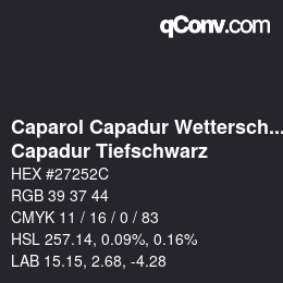 カラーコード: Caparol Capadur Wetterschutzfarben - Capadur Tiefschwarz | qconv.com