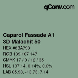 カラーコード: Caparol Fassade A1 - 3D Malachit 50 | qconv.com