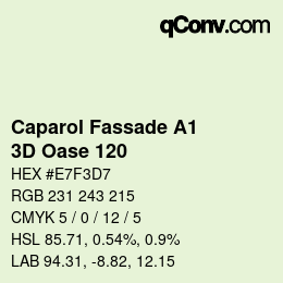Farbcode: Caparol Fassade A1 - 3D Oase 120 | qconv.com