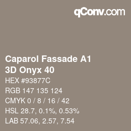 Code couleur: Caparol Fassade A1 - 3D Onyx 40 | qconv.com