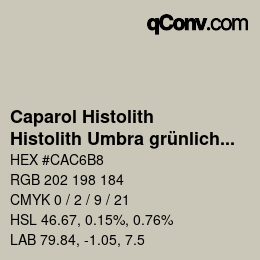 Color code: Caparol Histolith - Histolith Umbra grünlich 50 | qconv.com