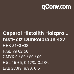 Farbcode: Caparol Histolith Holzprogramm - histHolz Dunkelbraun 427 | qconv.com