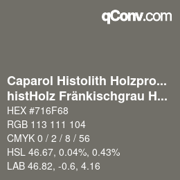 Código de color: Caparol Histolith Holzprogramm - histHolz Fränkischgrau H 512 | qconv.com