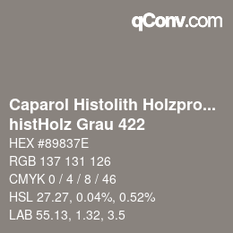 Farbcode: Caparol Histolith Holzprogramm - histHolz Grau 422 | qconv.com