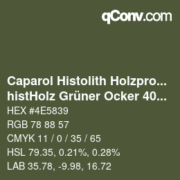 Code couleur: Caparol Histolith Holzprogramm - histHolz Grüner Ocker 406 | qconv.com