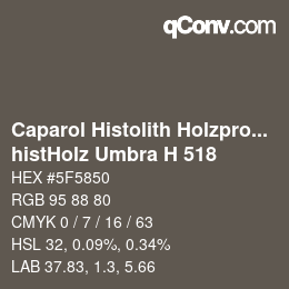 Farbcode: Caparol Histolith Holzprogramm - histHolz Umbra H 518 | qconv.com