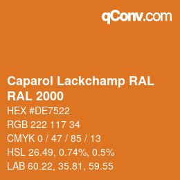 Código de color: Caparol Lackchamp RAL - RAL 2000 | qconv.com