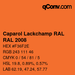 Código de color: Caparol Lackchamp RAL - RAL 2008 | qconv.com