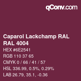 Código de color: Caparol Lackchamp RAL - RAL 4004 | qconv.com