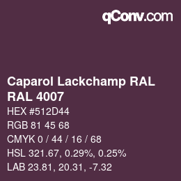 Código de color: Caparol Lackchamp RAL - RAL 4007 | qconv.com